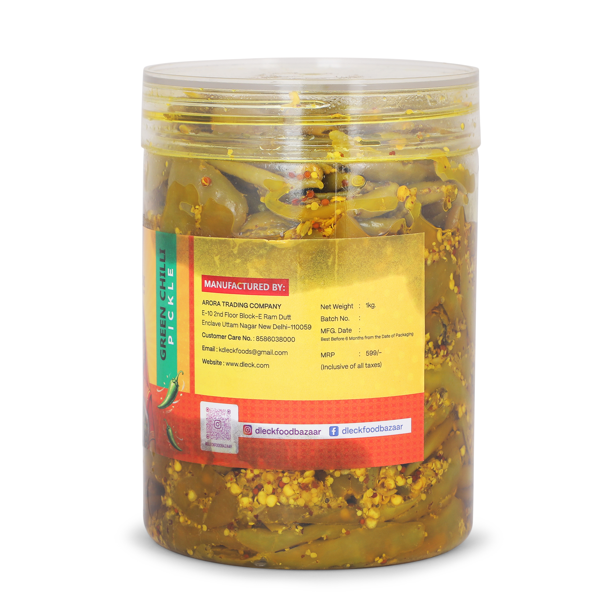 DLECK Green Chilli Pickle 1 KG DLECK Green Chilli Pickle 1 KG