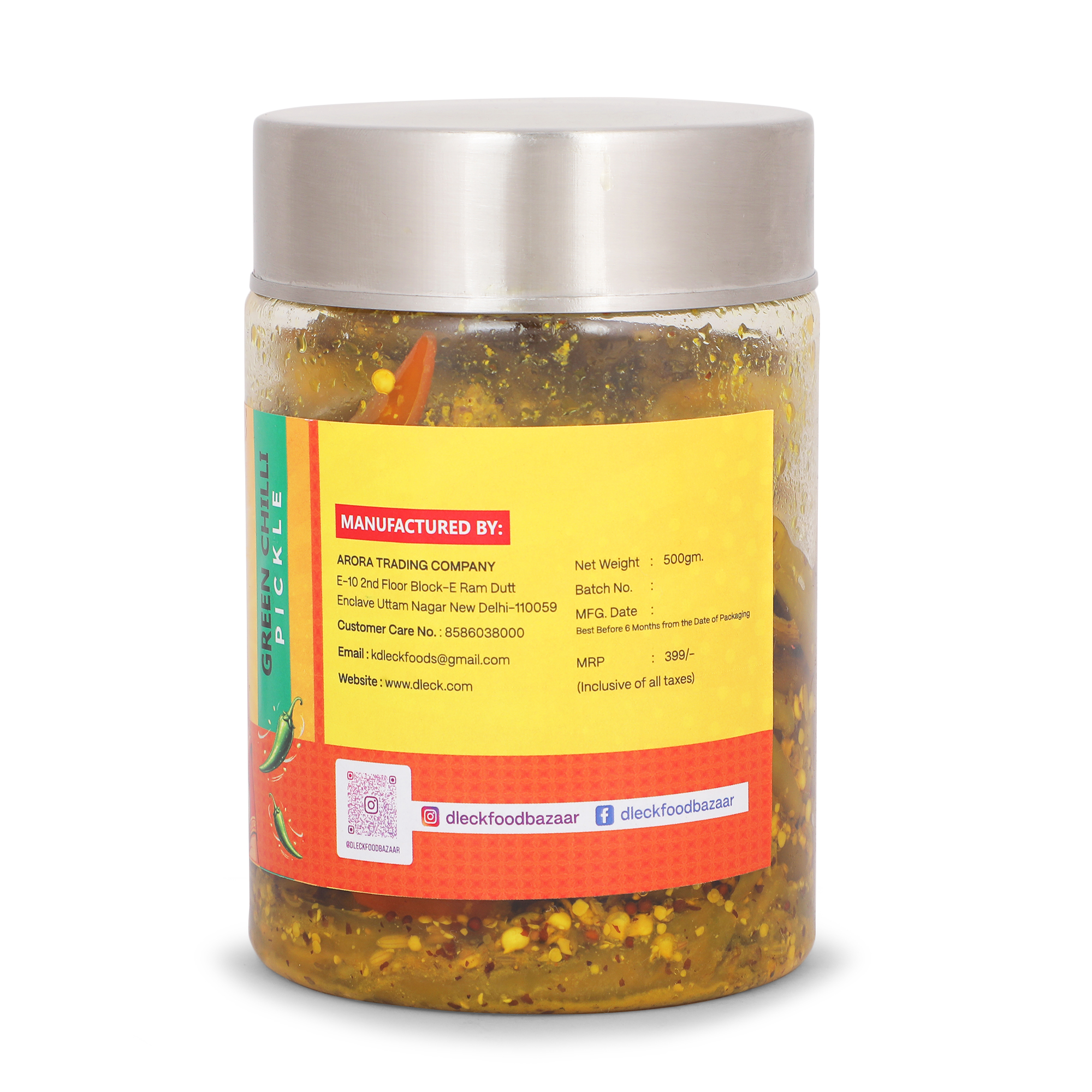 DLECK Green Chilli Pickle 500 grm DLECK Green Chilli Pickle 500 grm